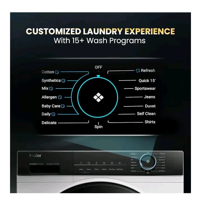 Haier 8 kg 5 Star Powered by AI-DBT with PuriSteam, 525mm Super Drum, Inverter Motor with In-Built Heater Fully Automatic Front Load Washer (HW80-IM12929C | White)
100+ bought in past month