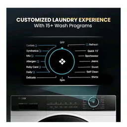 Haier 8 kg 5 Star Powered by AI-DBT with PuriSteam, 525mm Super Drum, Inverter Motor with In-Built Heater Fully Automatic Front Load Washer (HW80-IM12929C | White)
100+ bought in past month