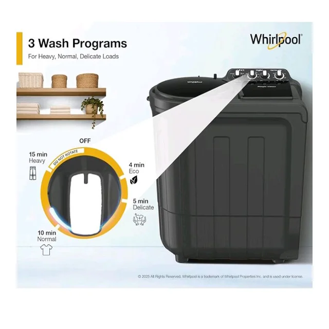Whirlpool 9 kg 5 Star Semi-Automatic Top Loading Washing Machine (MAGIC CLEAN 9 GREY DAZZLE (10YR)-S, 15 Mint Quick Wash, 2026 Model)
50+ bought in past month