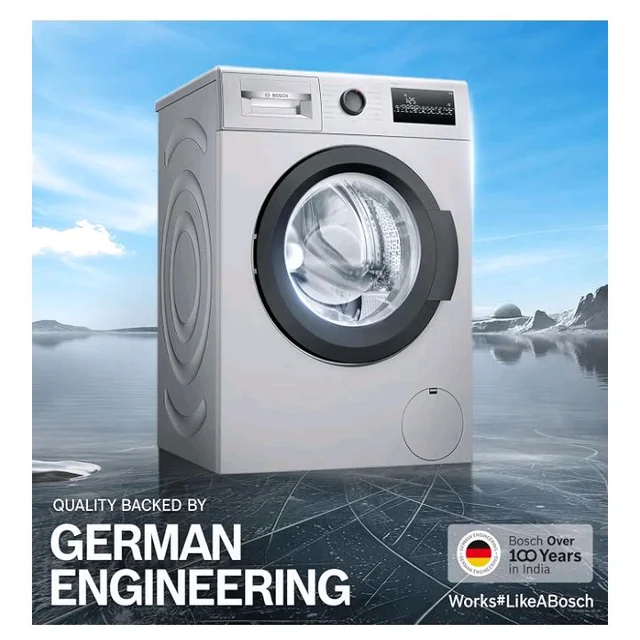 Bosch 7 kg 5 Star Front Load Fully-Automatic Washing Machine, Antibacterial Tech, AI ActiveWater, 15 Wash Programs, 53L Large Drum, SoftCare Paddle, Silver, WAJ24266IN (2026 Model)
100+ bought in past month
