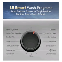 Bosch 7 kg 5 Star Front Load Fully-Automatic Washing Machine, Antibacterial Tech, AI ActiveWater, 15 Wash Programs, 53L Large Drum, SoftCare Paddle, Silver, WAJ24266IN (2026 Model)
100+ bought in past month