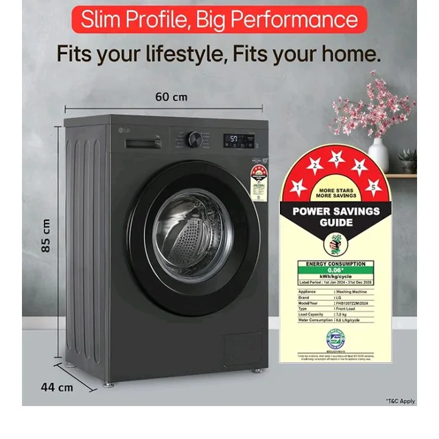 Visit the LG Store
4.3
4.3 out of 5 stars
(2,792)
LG 7 Kg, 5 Star, DD Technology, Steam Wash, 6 Motion DD, Fully-Automatic Front Load Washing Machine (FHB1207Z2M, Allergy Care, In-Built Heater, Touch Panel, Middle Black)