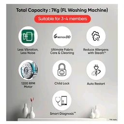 Visit the LG Store
4.3
4.3 out of 5 stars
(2,792)
LG 7 Kg, 5 Star, DD Technology, Steam Wash, 6 Motion DD, Fully-Automatic Front Load Washing Machine (FHB1207Z2M, Allergy Care, In-Built Heater, Touch Panel, Middle Black)