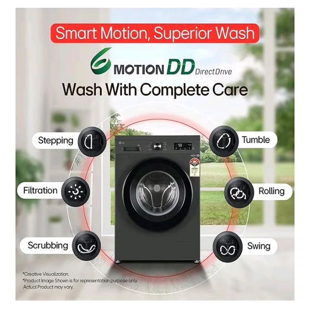 Visit the LG Store
4.3
4.3 out of 5 stars
(2,792)
LG 7 Kg, 5 Star, DD Technology, Steam Wash, 6 Motion DD, Fully-Automatic Front Load Washing Machine (FHB1207Z2M, Allergy Care, In-Built Heater, Touch Panel, Middle Black)