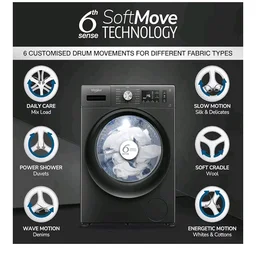 Whirlpool 7 Kg 5 Star Inverter Front Load Washing Machine with In-Built Heater (SUPREME CARE 7012 -E, Midnight Grey, 100+ Tough Stains, Steam Technology, 2025 Model)