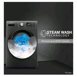 Whirlpool 7 Kg 5 Star Inverter Front Load Washing Machine with In-Built Heater (SUPREME CARE 7012 -E, Midnight Grey, 100+ Tough Stains, Steam Technology, 2025 Model)