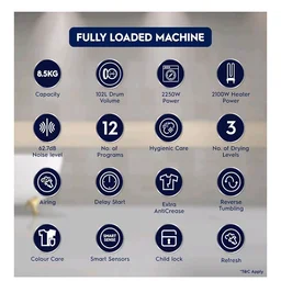 Visit the Electrolux Store
4.1
4.1 out of 5 stars
(43)
Electrolux 8.5Kg Vented Dryer Machine for Clothes, Reverse Tumbling, Smart Sensors, Colour Care, Drying Only - No Washing Function, UltimateCare 300, EDV854J3WB, White