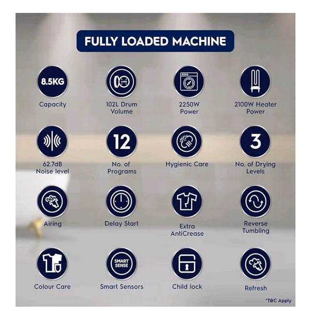 Visit the Electrolux Store
4.1
4.1 out of 5 stars
(43)
Electrolux 8.5Kg Vented Dryer Machine for Clothes, Reverse Tumbling, Smart Sensors, Colour Care, Drying Only - No Washing Function, UltimateCare 300, EDV854J3WB, White