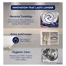 Visit the Electrolux Store
4.1
4.1 out of 5 stars
(43)
Electrolux 8.5Kg Vented Dryer Machine for Clothes, Reverse Tumbling, Smart Sensors, Colour Care, Drying Only - No Washing Function, UltimateCare 300, EDV854J3WB, White