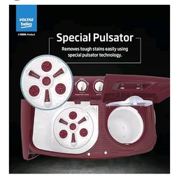 Voltas beko, A Tata Product 6 kg 5 Star Semi-Automatic Top Load Washing Machine With Air Dry (WTT60UNX/OK3R0R0W01, Burgundy, Special Pulsator Technology)