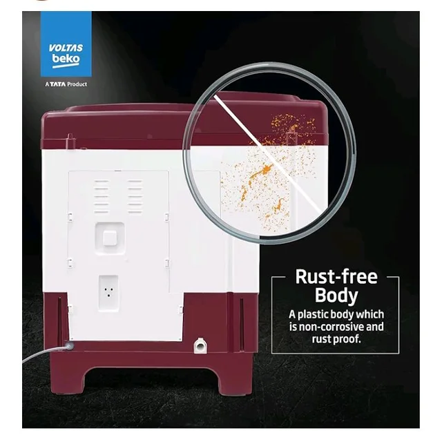 Voltas beko, A Tata Product 6 kg 5 Star Semi-Automatic Top Load Washing Machine With Air Dry (WTT60UNX/OK3R0R0W01, Burgundy, Special Pulsator Technology)