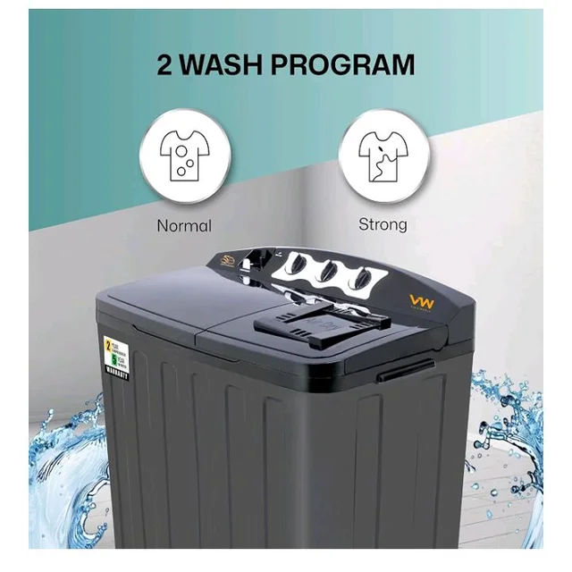 VW Visio World 7.5 kg 5 Star Aqua Spin Semi Automatic Top Load Washing Machine Aqua-Spin0075P (Black)