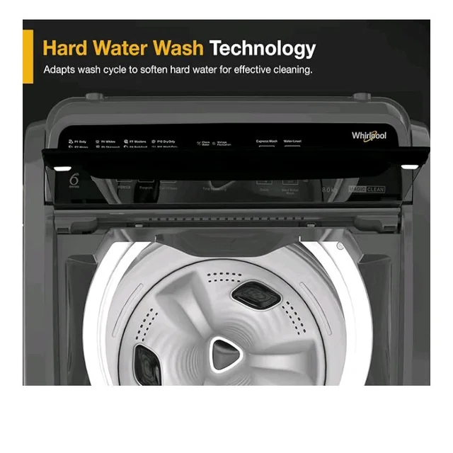 Whirlpool 8 kg Magic Clean 5 Star Fully Automatic Top Load Washing Machine Grey (MAGIC CLEAN ELT 8.0 GREY 10YMW, Hard Water Wash)