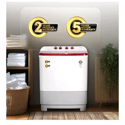 SHARP 9.0 kg, 5 star, Semi-Automatic Top Loading Washing Machine with HydroBlast Wash, Quadroniq Pulsator, 1300 RPM (ES-SD90NB-PR, Ruby Red, Pure Wave)