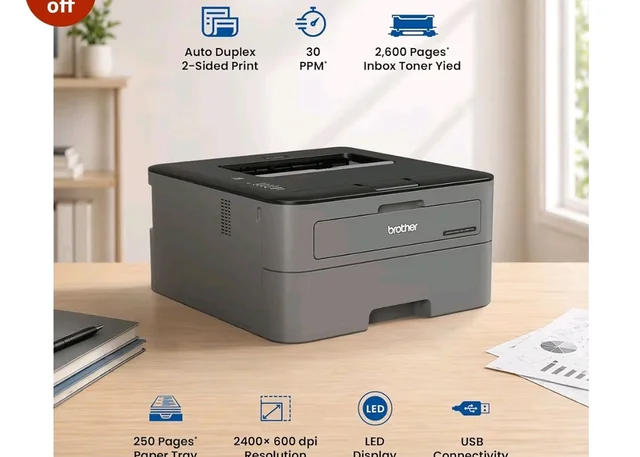 Brother HL-L2321D Automatic Duplex Laser Printer with 30 Pages Per Minute Print Speed (Best in The Category), 8 MB Memory, Large 250 Sheet Paper Tray, USB Connectivity