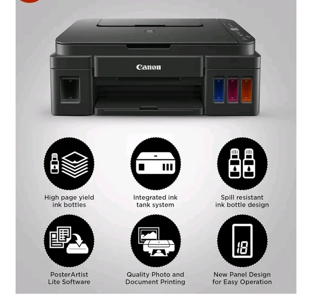 Canon PIXMA MegaTank G2010 All-in-One Ink Tank Colour Printer (Black)
