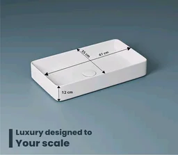 META Premium Rectangular Wash Basin | Contemporary Table Top Ceramic Sink for Bathroom | Sleek Glossy Finish | Modern Sanitary Ware for Home & Office (24x14x5 Inch)