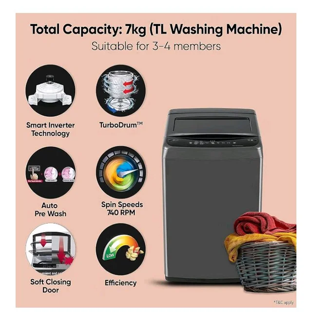 LG 10.5 kg, 5 Star, Roller Jet Pulsator with Soak, Wind Jet Dry Technology, Semi-Automatic Top Load Washing Machine (P105ASRAZ, Burgundy, Rat Away & Smart Filter)
50+ bought in past month
21%
off