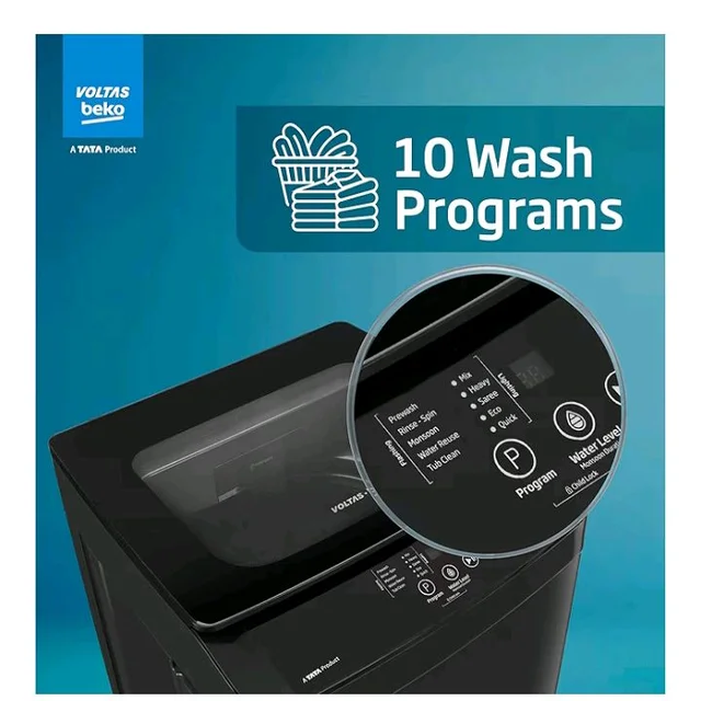 Voltas Beko, Top Load 7 Kg 5 Star Eco Wash/Monsoon Dry Fully-Automatic Washing Machine (WTL70, Water Reuse, Side Waterfall, Mansoon Dry, Dark Grey)
100+ bought in past month