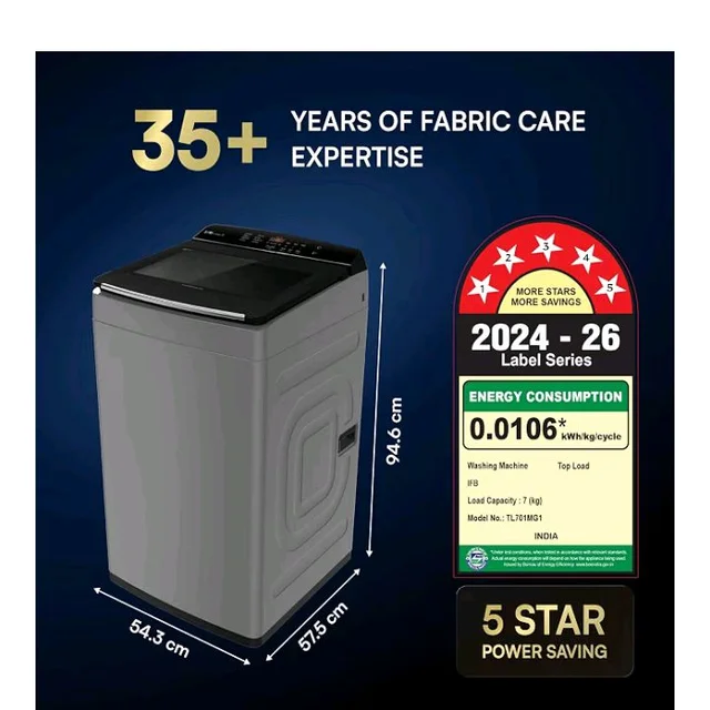 IFB 7 Kg 5 Star with Deep Clean® Technology, AI Powered, Fully Automatic Top Load Washing Machine (TL701MG1, ActivMix, Aqua Energie, Med Grey)