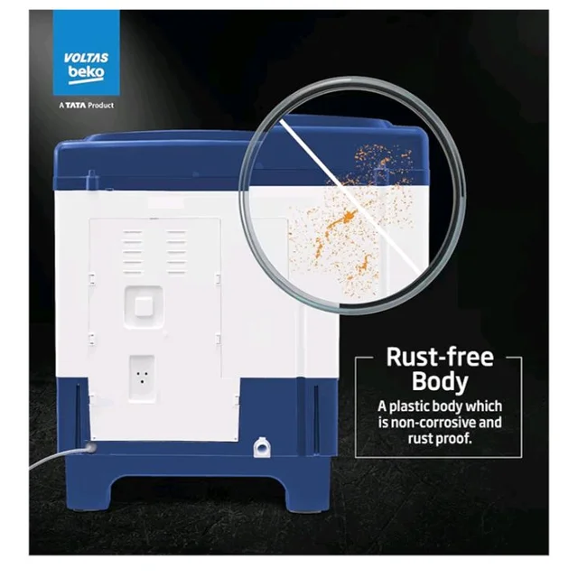 Voltas Beko, A Tata Product 6.5 Kg 5 Star Semi-Automatic Top Loading Washing Machine (WTT65UNX/OK3I0I0W01, Blue, Pulsator wash technology)
