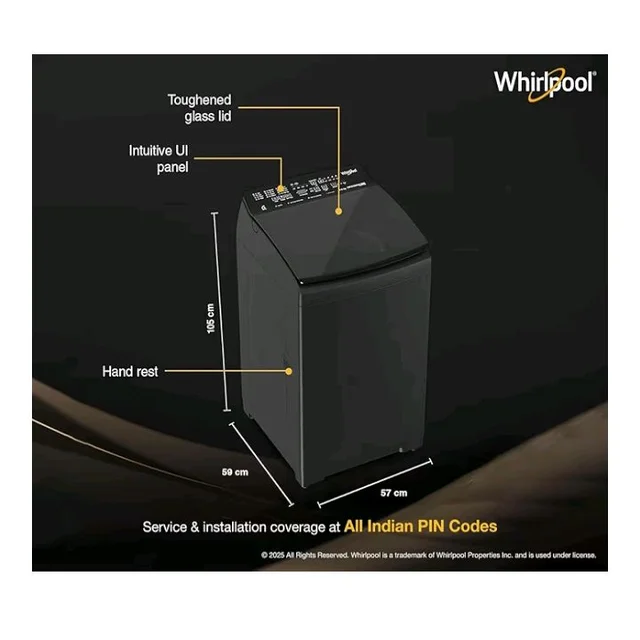 Whirlpool 9 Kg 5 Star MAGIC CLEAN BW PRO Heater Fully Automatic Top Load Washing Machine (MAGIC CLEAN PRO BW H 9 KG Mn GREY 10YMW with In-Built Heater, 2025)