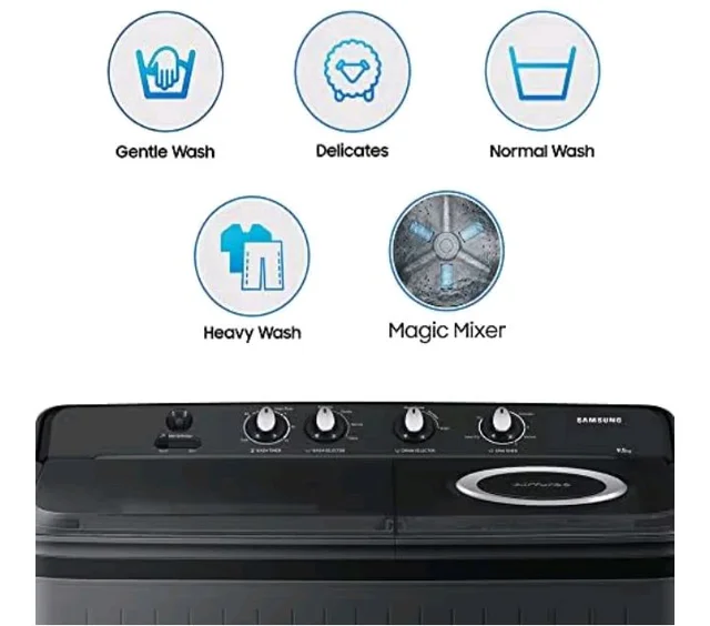 Samsung 9.5 Kg, 5 Star, Semi-Automatic Top Load Washing Machine (WT95A4260GD/TL, Air Turbo Drying, Dark Gray, 5 Year Warranty on Wash Motor)