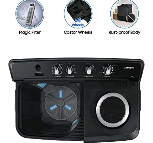 Samsung 9.5 Kg, 5 Star, Semi-Automatic Top Load Washing Machine (WT95A4260GD/TL, Air Turbo Drying, Dark Gray, 5 Year Warranty on Wash Motor)
