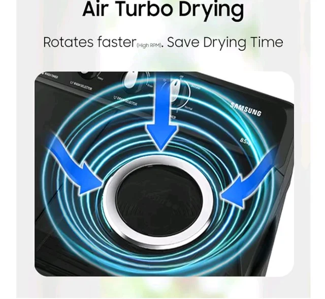 Samsung 9.5 Kg, 5 Star, Semi-Automatic Top Load Washing Machine (WT95A4260GD/TL, Air Turbo Drying, Dark Gray, 5 Year Warranty on Wash Motor)