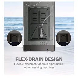 SHARP 7.5 kg, 5 star Rating with E-Spin Pulsator,Semi-Automatic Top Loading Washing Machine, 1300 RPM (ES-SD75NB-TS, Steel Grey, Pure Wave)