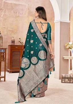 Mehrang Women's Pure Kanjivaram Silk Saree Banarasi Silk Wedding Sarees for Women with Blouse Piece