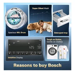 Bosch 9 kg 5 Star Front Load Fully-Automatic Washing Machine, AI ActiveWater, 14 Wash Programs, Removes 99.9% Germs with Steam, No Tangle or Wrinkle, SoftCare Paddle,Zero Vibration, White, WGA14200IN
200+ bought in past month