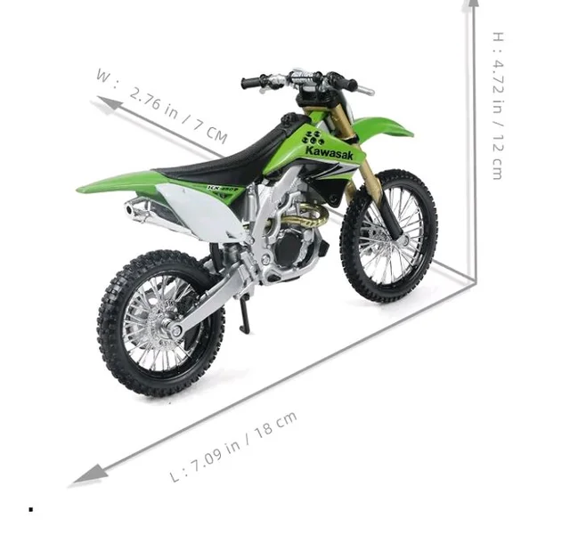 Risopen 1:12 Dirt Bike Toy Motorcycle Model Kawasaki KX450F Green
Motocross style smooth paint finish fits 5-7" figuresGreat gift for boys aged 8 to 14 years
