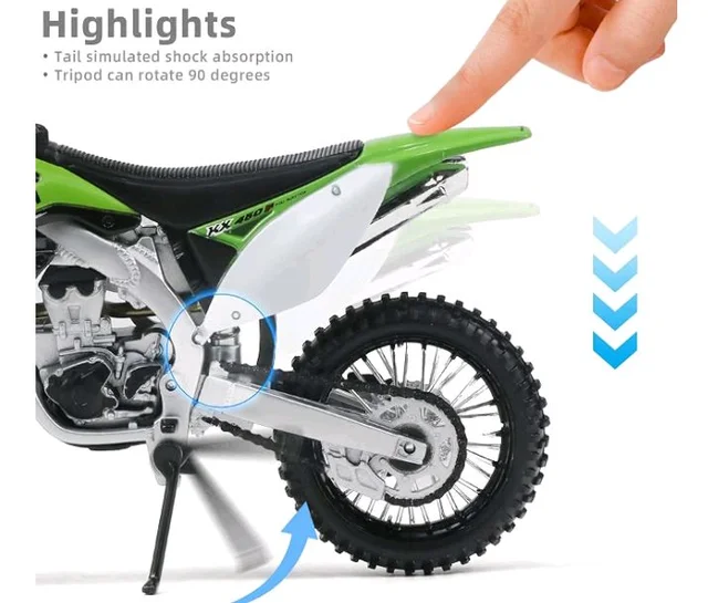 Risopen 1:12 Dirt Bike Toy Motorcycle Model Kawasaki KX450F Green
Motocross style smooth paint finish fits 5-7" figuresGreat gift for boys aged 8 to 14 years