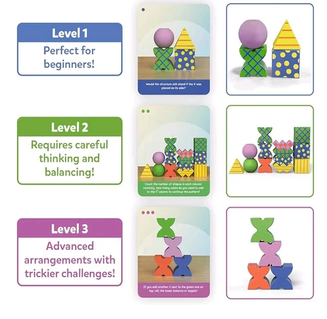 Skillmatics Brain Blocks, 3D Early STEM Building Blocks Game for Kids
Shapes, Balance & Pattern Play, 3 Levels of Challenge Cards, Screen-Free Learning Toy, Gift for Boys & Girls Ages 4, 5, 6, 7