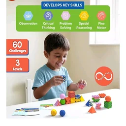 Skillmatics Brain Blocks, 3D Early STEM Building Blocks Game for Kids
Shapes, Balance & Pattern Play, 3 Levels of Challenge Cards, Screen-Free Learning Toy, Gift for Boys & Girls Ages 4, 5, 6, 7