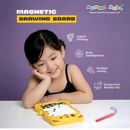 Magnetic Drawing Board for Kids – 80 Bead Pieces | Educational Learning Toy for Toddlers (3+ Years) (Yellow)