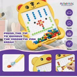 Magnetic Drawing Board for Kids – 80 Bead Pieces | Educational Learning Toy for Toddlers (3+ Years) (Yellow)