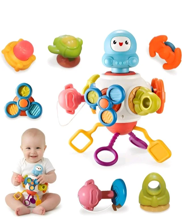 Montessori 8-in-1 Baby Activity Cube Toy for Kids| Sensory Learning & Motor Skill Development Toy | Spinner, Pull String & Rotating Astronaut | Hanging Travel Toy for Babies & Toddlers