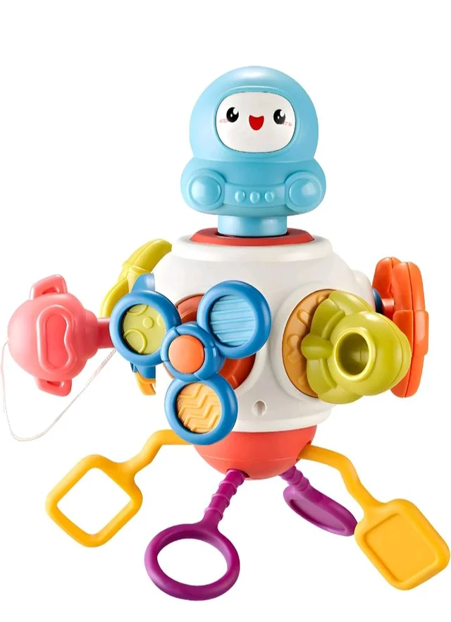 Montessori 8-in-1 Baby Activity Cube Toy for Kids| Sensory Learning & Motor Skill Development Toy | Spinner, Pull String & Rotating Astronaut | Hanging Travel Toy for Babies & Toddlers