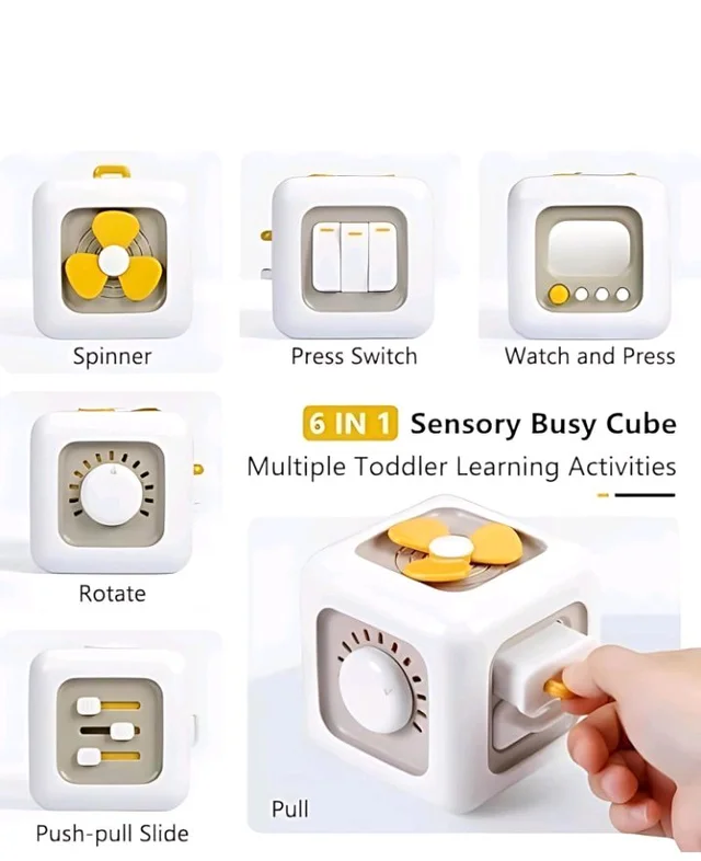 TurtleBee 6-in-1 Montessori Toy | Life Skill Builder Cube | Toys for Kids 1–3 Yrs | Activity Cube | Fine Motor Skills & Early Learning Development | Travel Friendly Toy | B'day Gift for 1,2,3 Yrs Old
