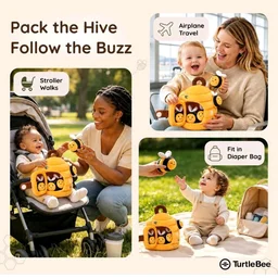 TurtleBee Honey Bee Toy, Baby Toys for 6 to 12 Months, Soft Beehive for 1 Year Old with Plush Bumble Bees, Crinkle, Rattle & Mirror, Sensory Play for Toddlers, Birthday Gift for 1, 2, 3 Yrs Old