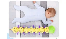 Jinglers Musical Caterpillar Infant Toy for 6 to 12 Months,
Inbuilt Crinkle, Rattle, Squeaker & Height Measurement, Fine Motor Skills Development, Soft Sensory Plush Newborn Gift, 70cm