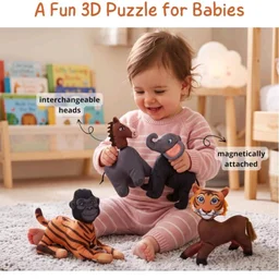 Seraphina 3D Magnetic Animal Puzzle Plush Toy | Montessori Soft Learning Toy for Babies & Kids | Interactive Sensory Educational Gift