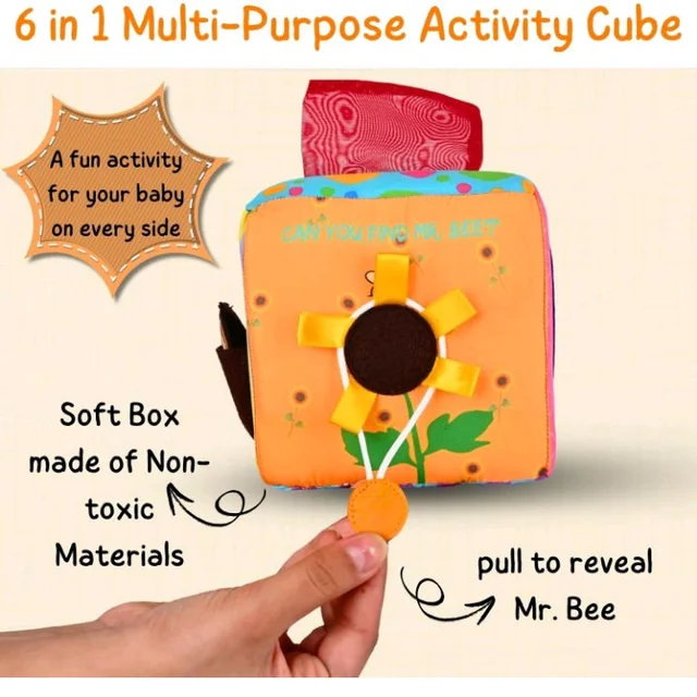 Seraphina Montessori 7 in 1 Activity Cube for Babies | Interactive, Educational & Learning Sensory Toy for Kids | Tissue Box Toy| Fabric Cube with Mirror, Rattle, Squeaker & Textures
100+ bought in past month