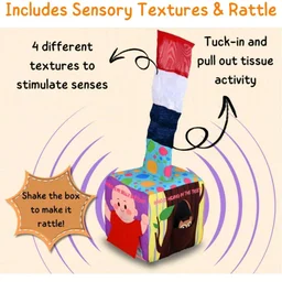 Seraphina Montessori 7 in 1 Activity Cube for Babies | Interactive, Educational & Learning Sensory Toy for Kids | Tissue Box Toy| Fabric Cube with Mirror, Rattle, Squeaker & Textures
100+ bought in past month