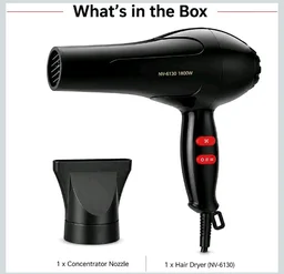 1800W Hair Dryer with Hot & Cold Air, Concentrator Nozzle, Corded Dryer
Hot and Cold Hair Dryer , Concentrator Nozzle