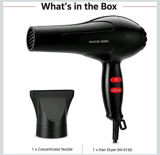 1800W Hair Dryer with Hot & Cold Air, Concentrator Nozzle, Corded Dryer
Hot and Cold Hair Dryer , Concentrator Nozzle