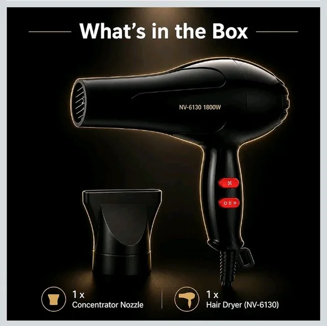 1800W Hair Dryer with Hot & Cold Air, Concentrator Nozzle, Corded Dryer
Hot and Cold Hair Dryer , Concentrator Nozzle