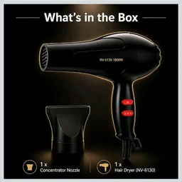1800W Hair Dryer with Hot & Cold Air, Concentrator Nozzle, Corded Dryer
Hot and Cold Hair Dryer , Concentrator Nozzle